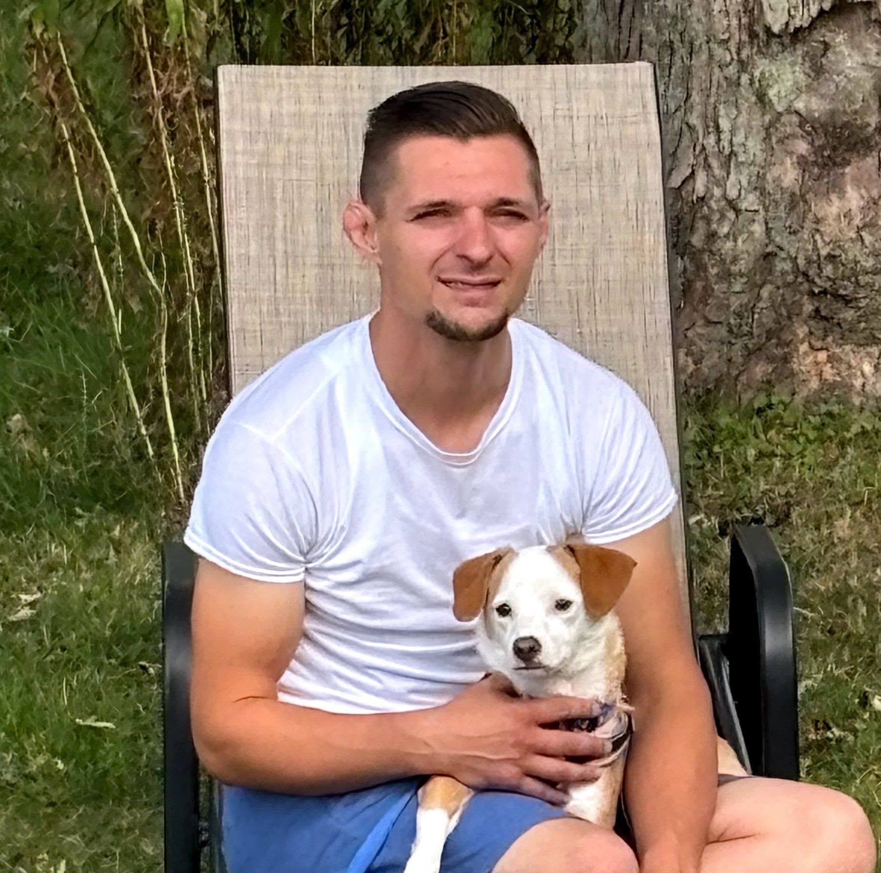 Owner of Fresh Start 716 with his dog